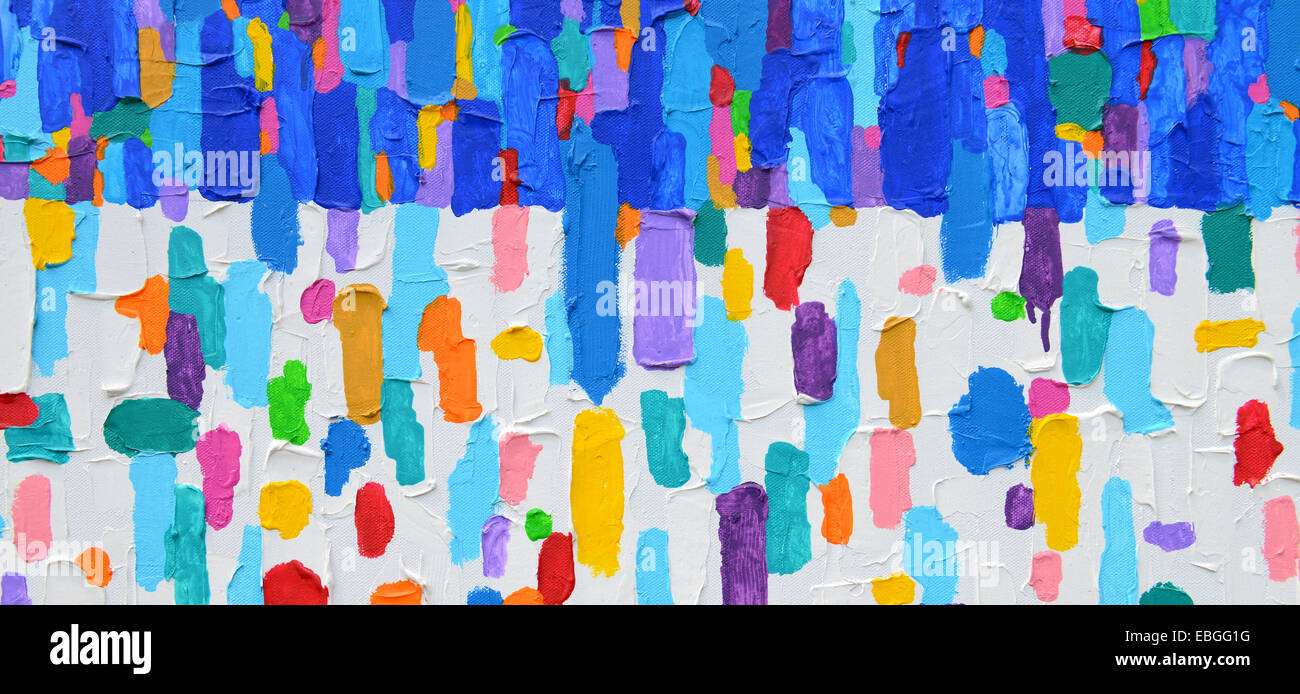 Texture, background and Colorful Image of an original Abstract Painting on Canvas. Stock Photo