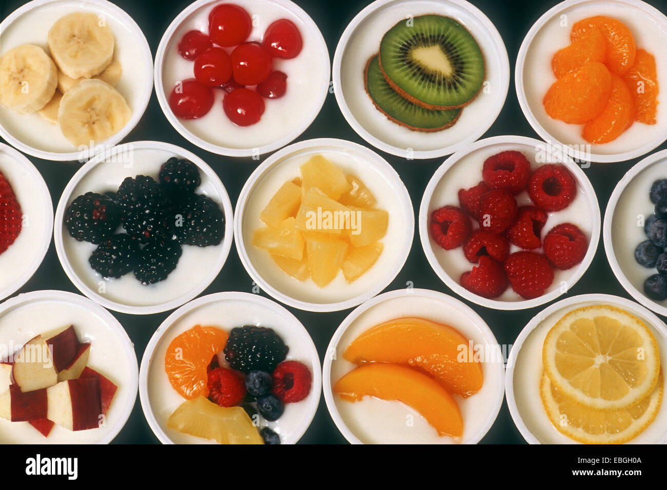Variety of Fresh Fruit and Yogurt Stock Photo Alamy