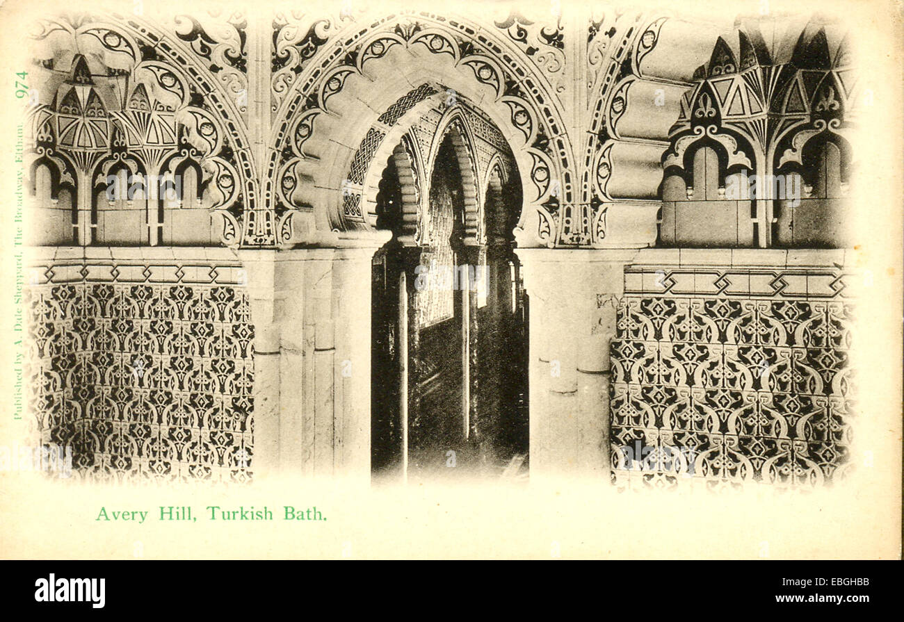 Postcard of Turkish Bath at Avery Hill, Eltham Stock Photo