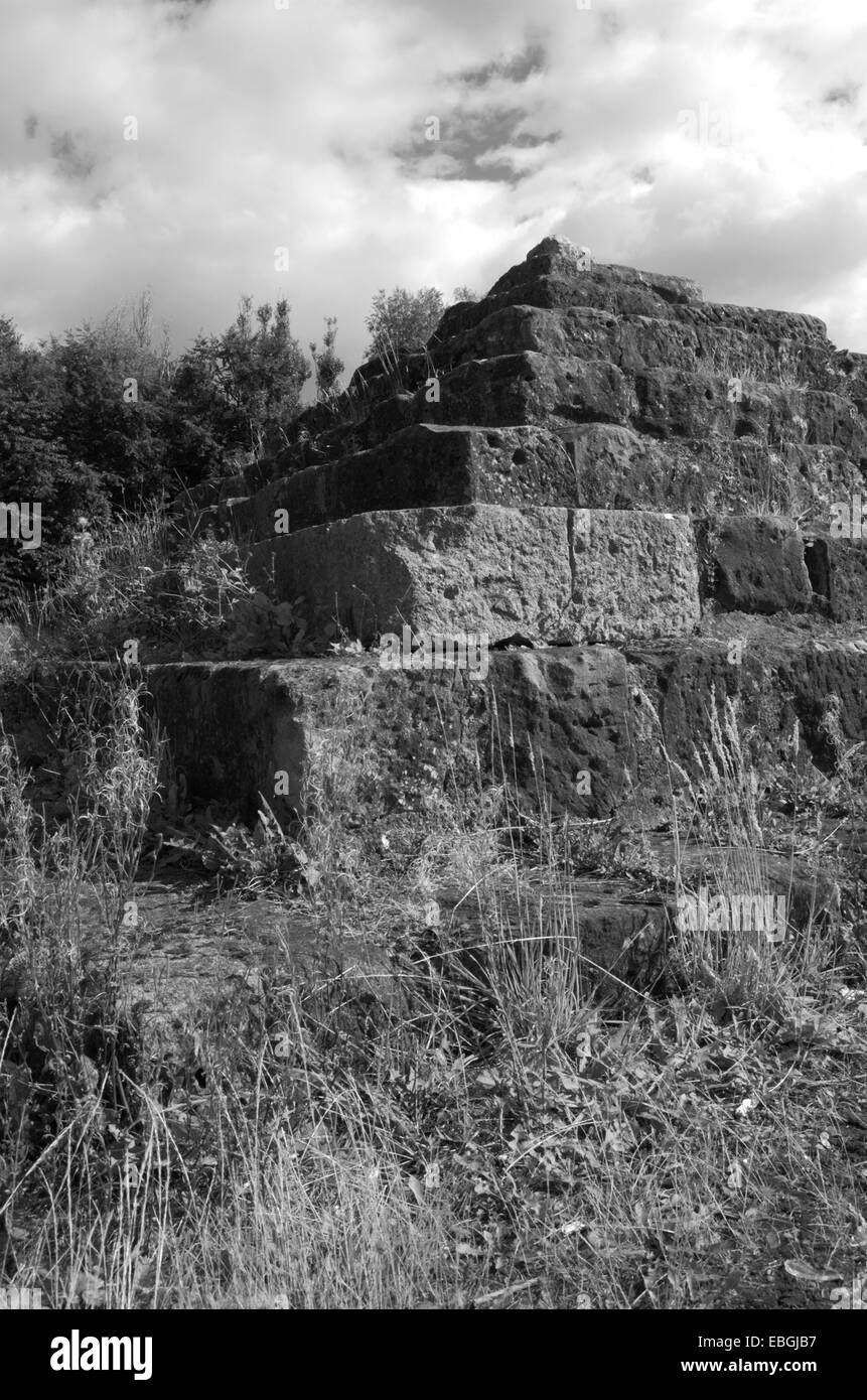 Stepped pyramid feature in Hogarth Park in Carntyne in Glasgow