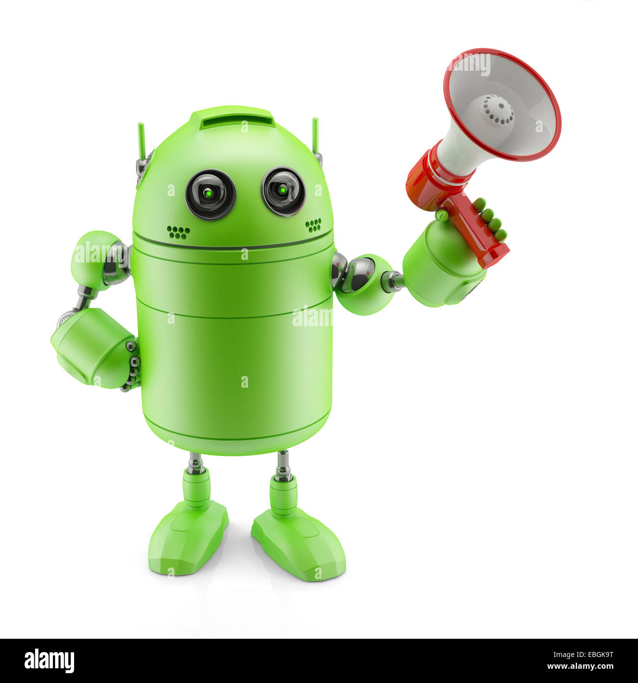 Android with a megaphone Stock Photo