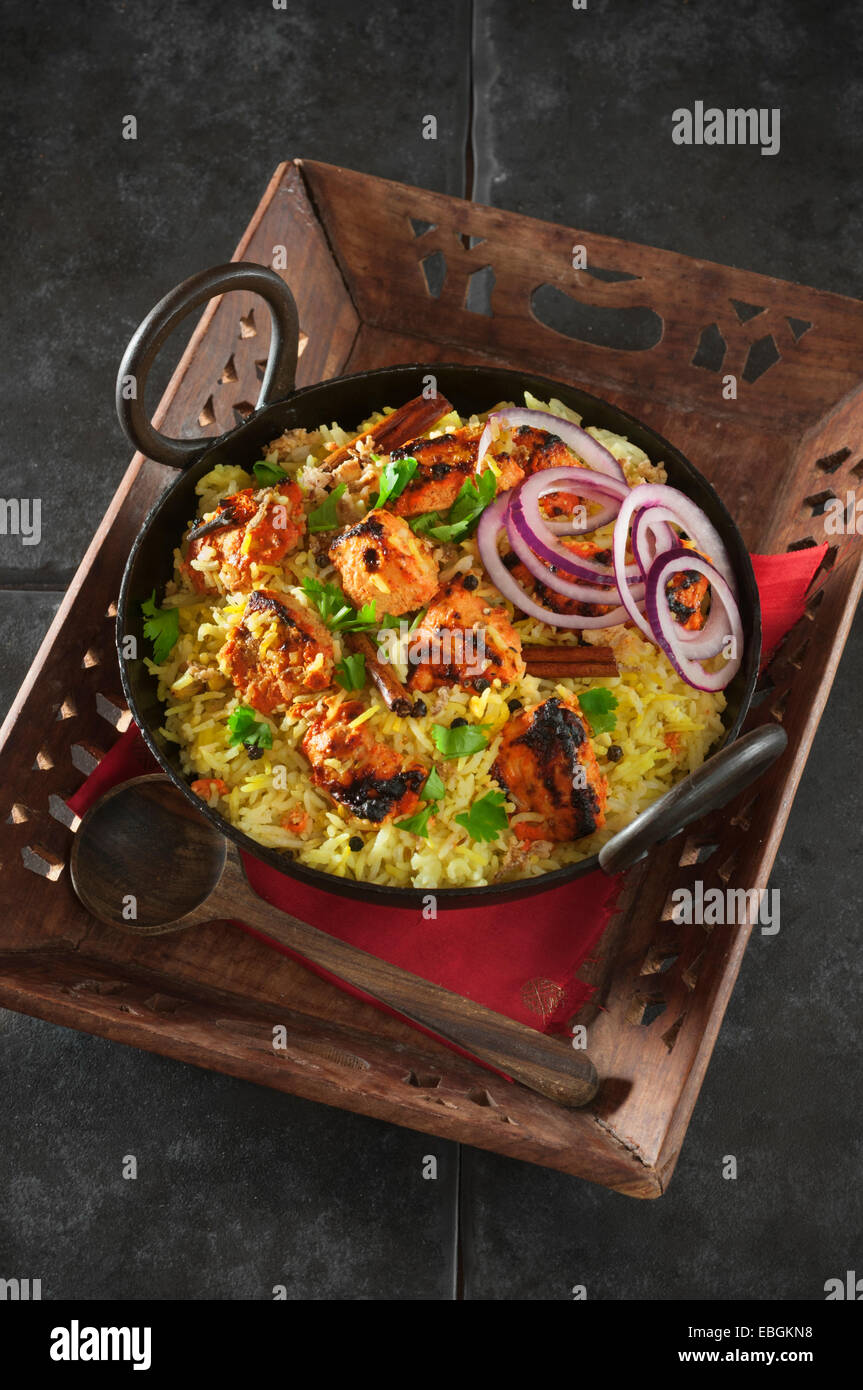 Chicken tikka biryani. Food India Stock Photo