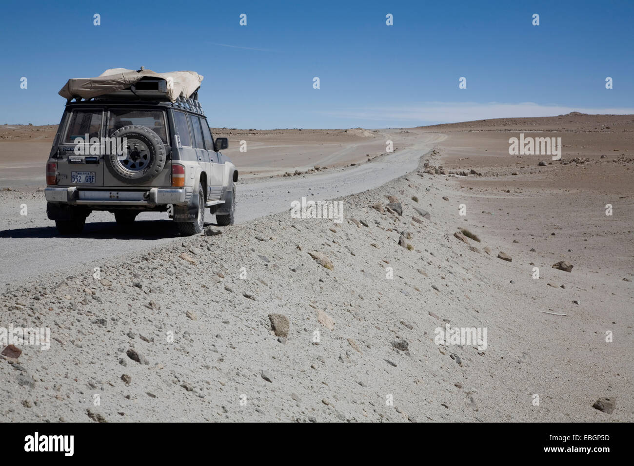 Jeep on street in the desert, Peru, Peru Stock Photo