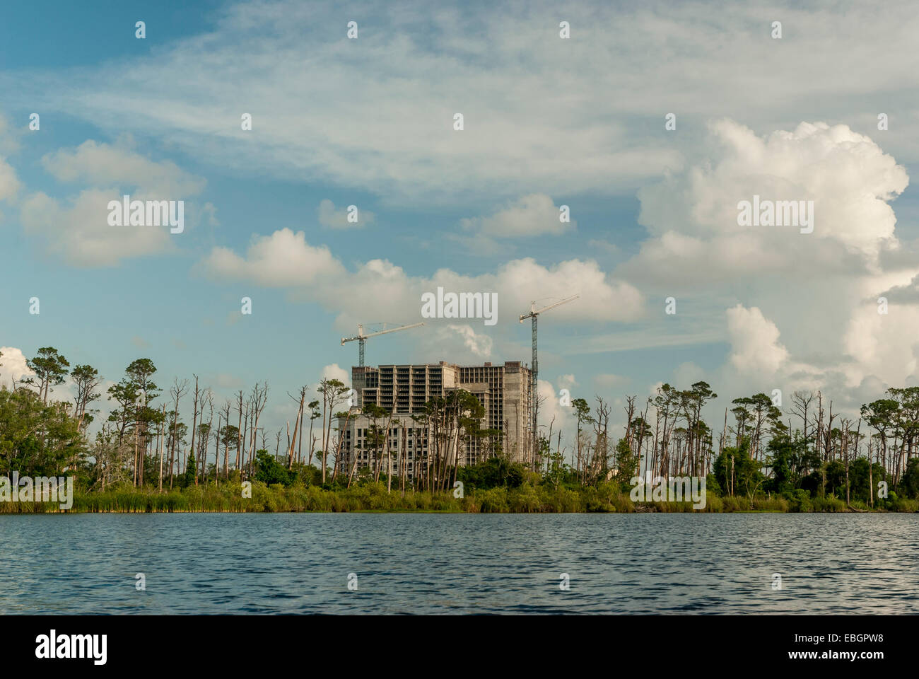 Development along the beach  just outside Gulf State Park in Gulf Shores, Alabama,USA. Stock Photo