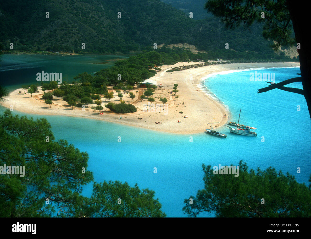 view ont the blue lagoon, Turkey, Oelue Deniz Stock Photo