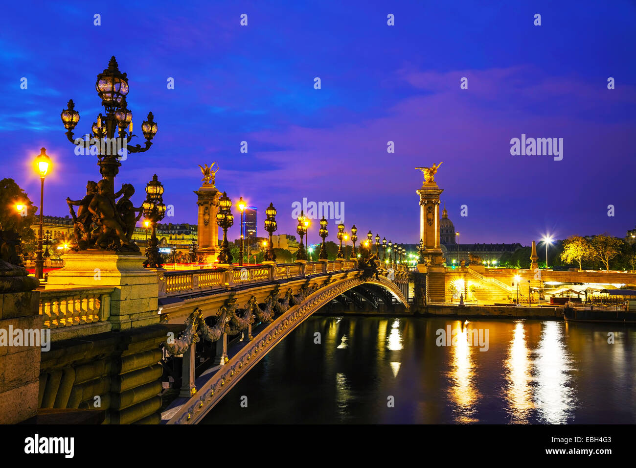 Aleksander III bridge in Paris at sunrise Stock Photo