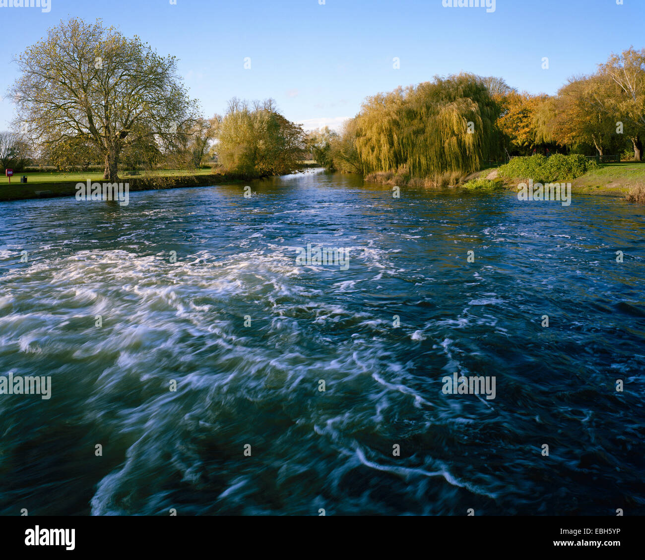 The Weirs at Godmanchester Cambridgeshire in autumn Stock Photo