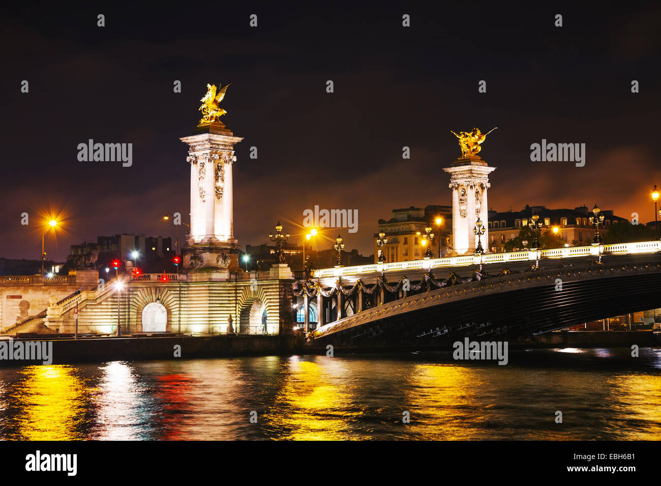 Alexander III bridge in Paris at night Stock Photo