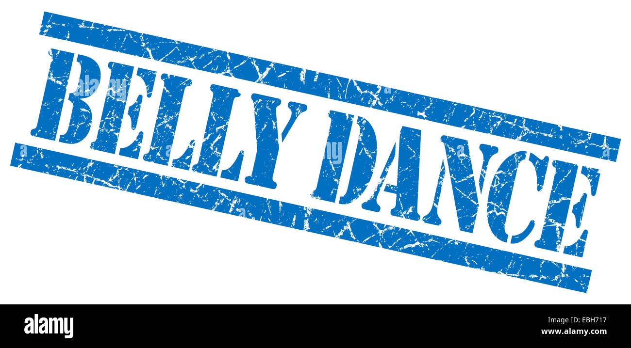 belly dance blue square grungy isolated rubber stamp Stock Photo