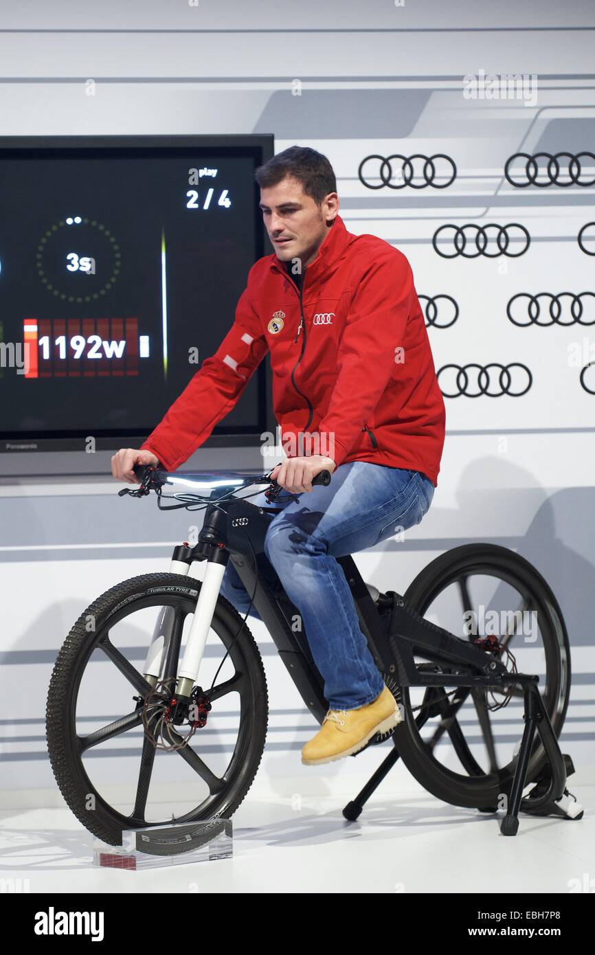 Madrid, Spain. 1st Dec, 2014. Iker Casillas received the new Audi car during the presentation of Real Madrid's new cars made by Audi at Valdebebas on December 1, 2014 in Madrid, Spain Credit:  Jack Abuin/ZUMA Wire/Alamy Live News Stock Photo