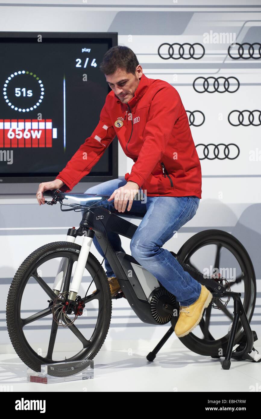 Madrid, Spain. 1st Dec, 2014. Iker Casillas received the new Audi car during the presentation of Real Madrid's new cars made by Audi at Valdebebas on December 1, 2014 in Madrid, Spain Credit:  Jack Abuin/ZUMA Wire/Alamy Live News Stock Photo