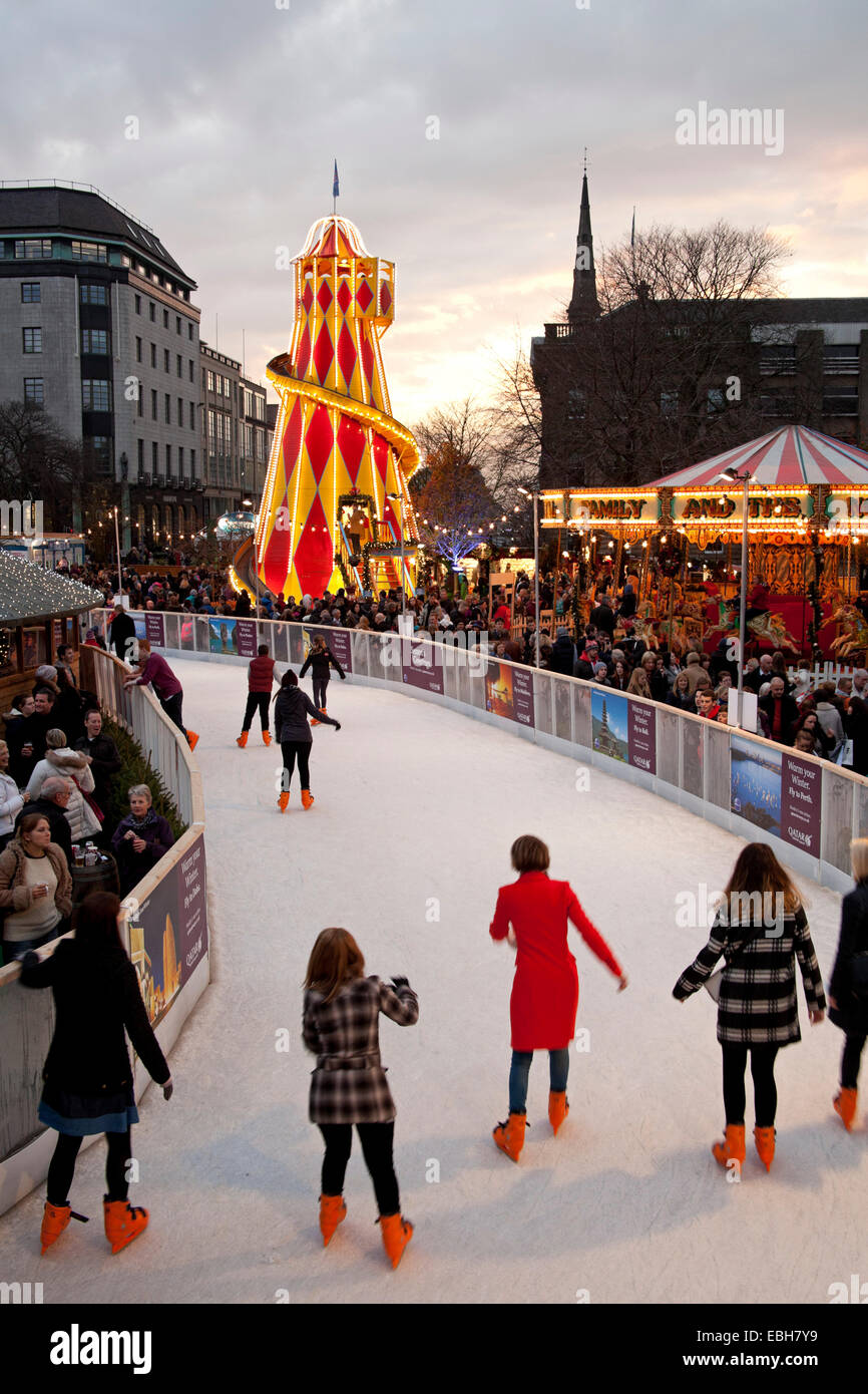 Ice Rink With Fun Fair Rides In Background St Andrew Square Edinburgh Scotland Uk Stock Photo Alamy