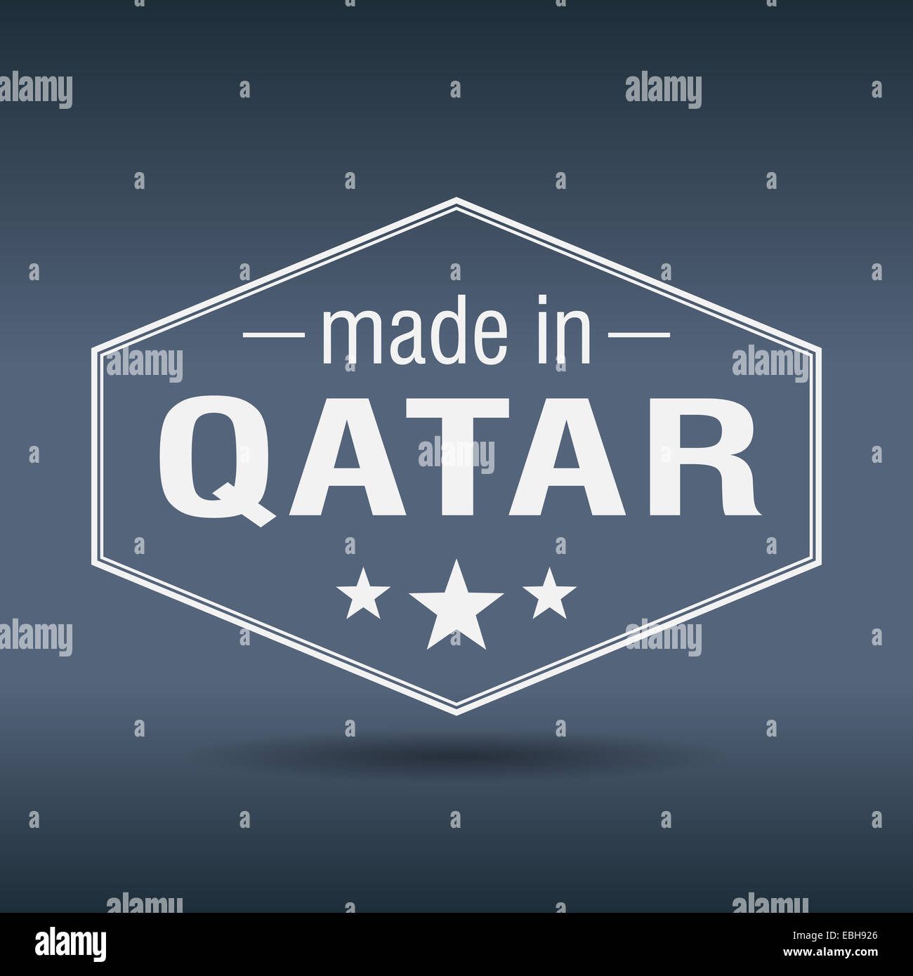 made in Qatar hexagonal white vintage label Stock Photo Alamy