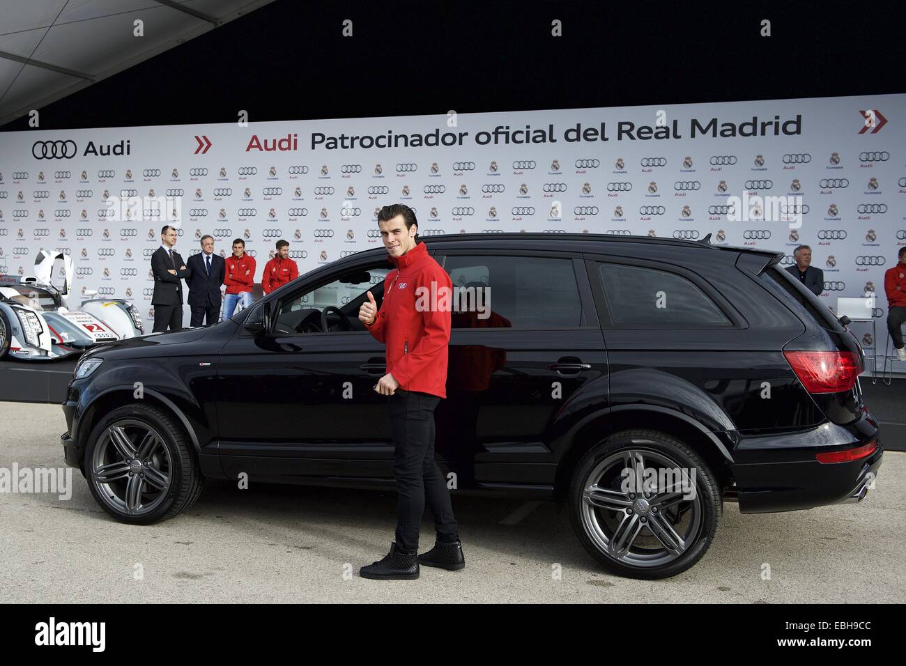 Madrid, Spain. 1st Dec, 2014. Gareth Bale received the new Audi car during  the presentation of Real Madrid's new cars made by Audi at Valdebebas on  December 1, 2014 in Madrid, Spain