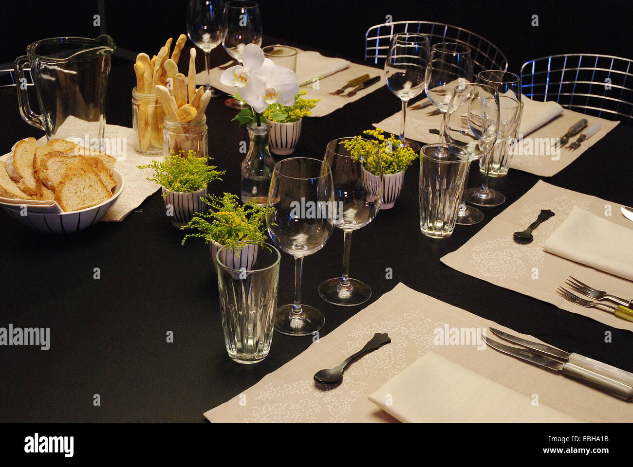 Table served for a fancy dinner Stock Photo - Alamy