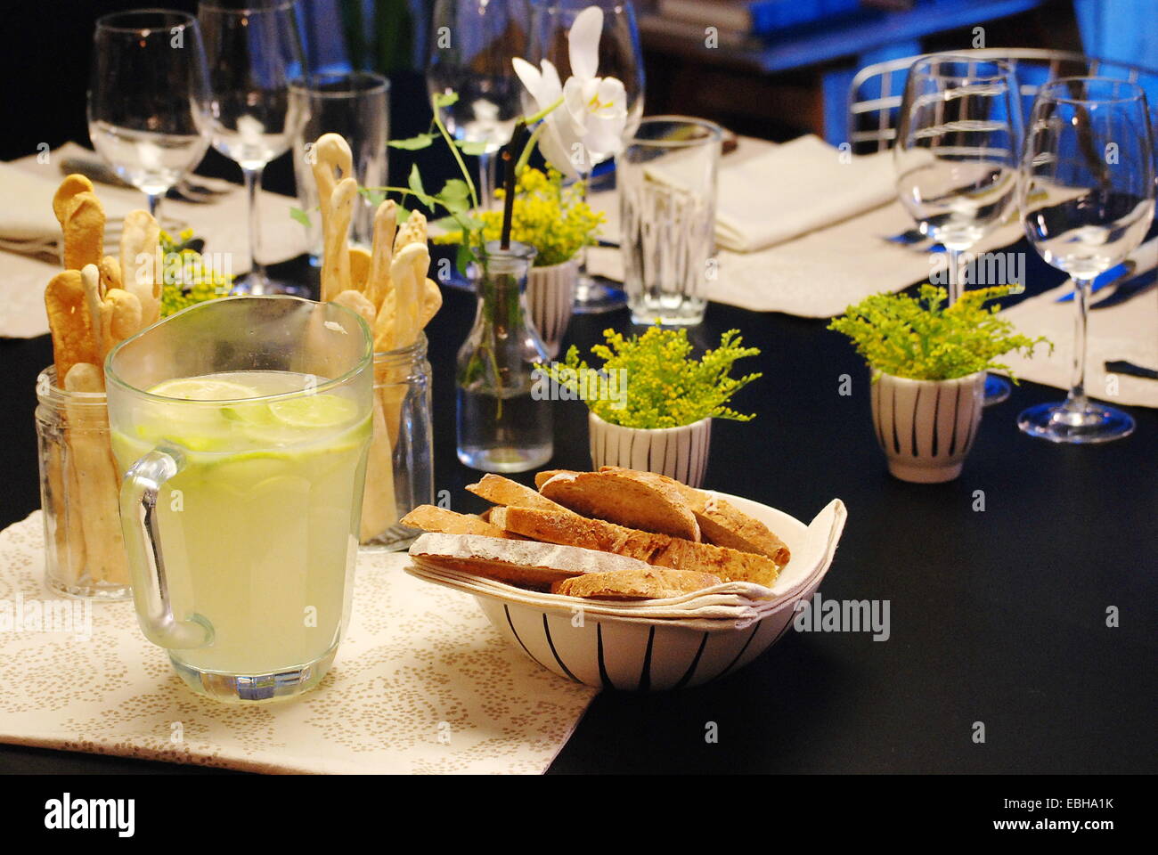Table served for a fancy dinner Stock Photo - Alamy