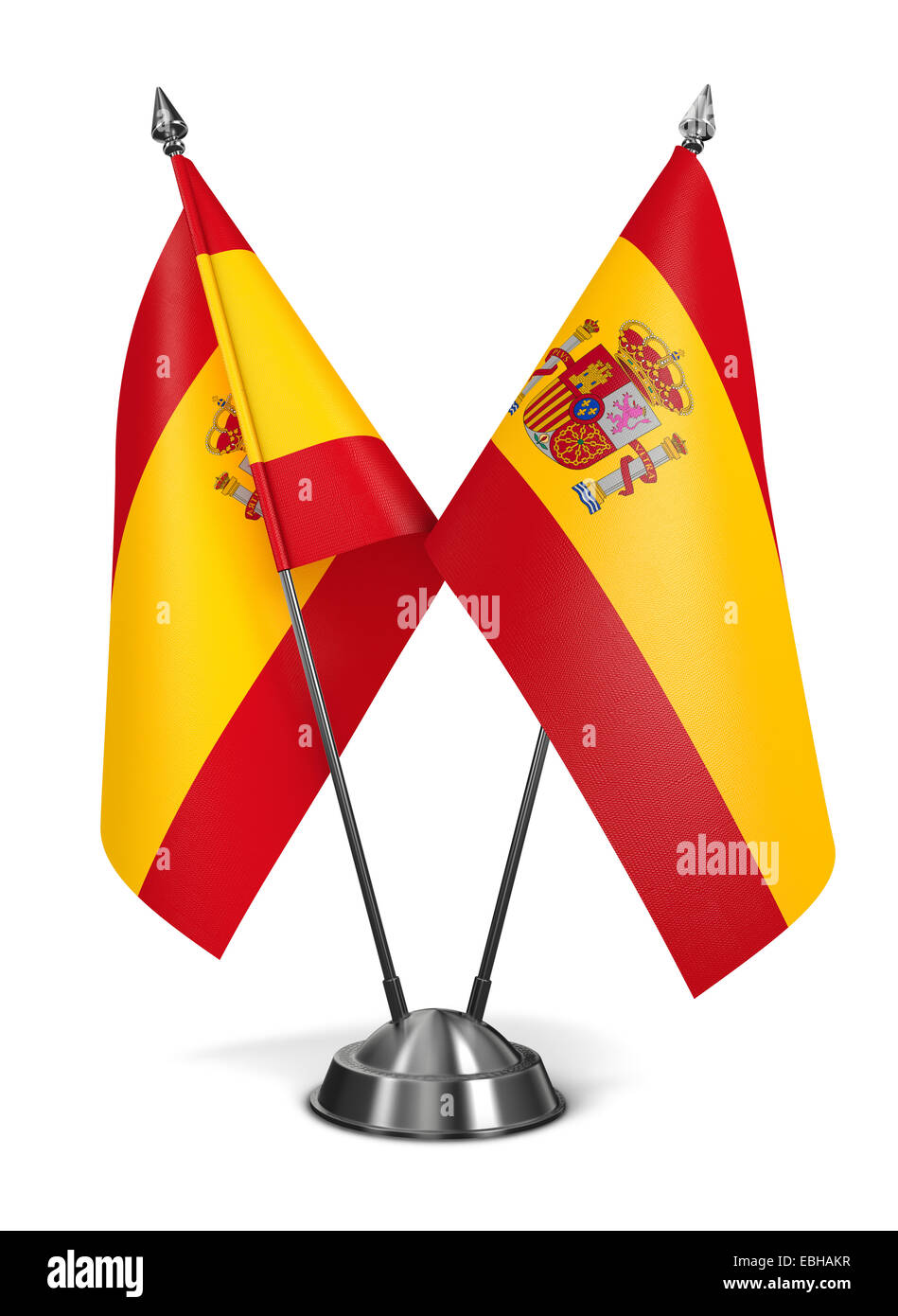 Kingdom of Spain - Miniature Flags Isolated on White Background. Stock Photo