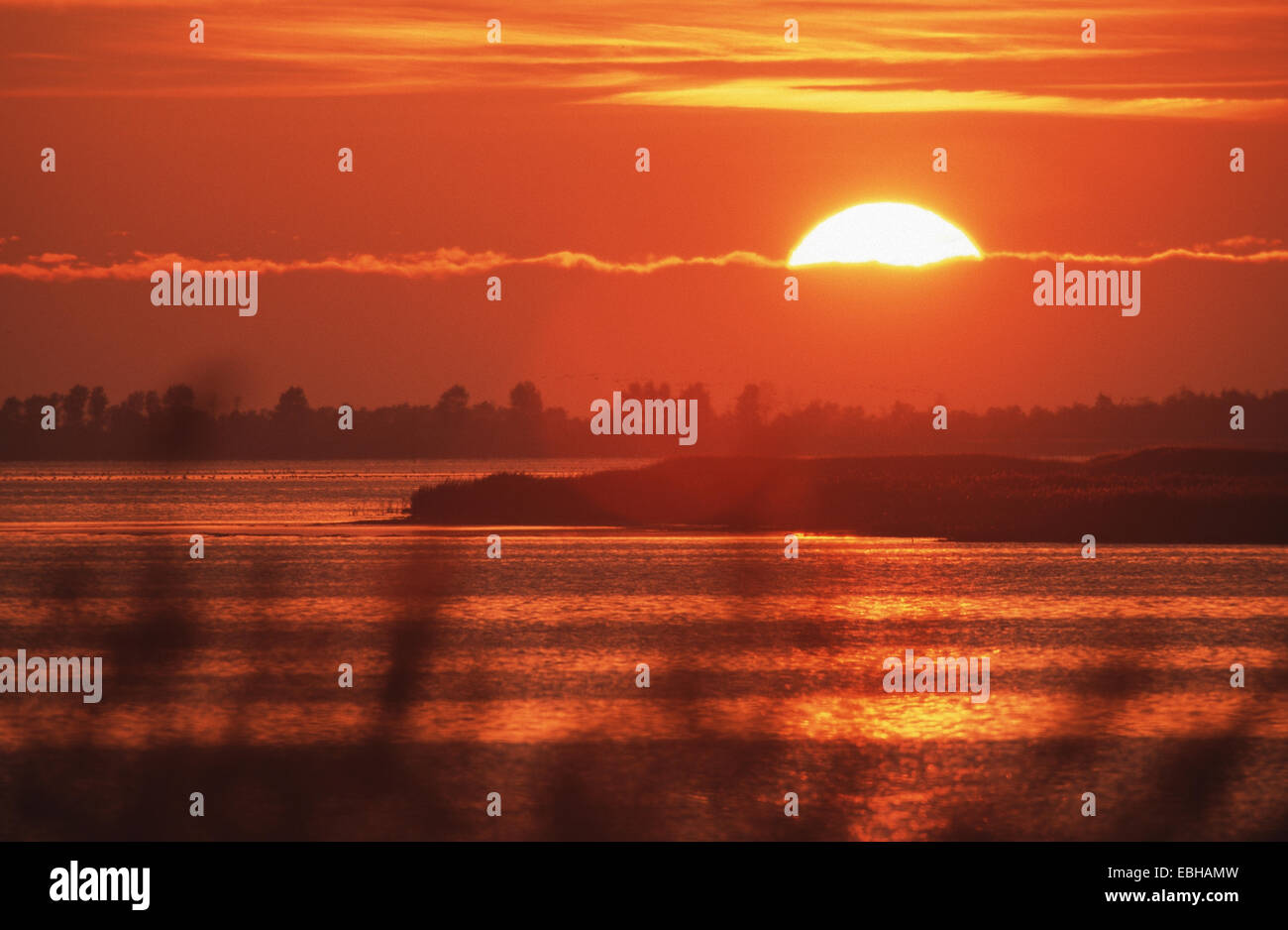 bay landscape, sunset. Stock Photo