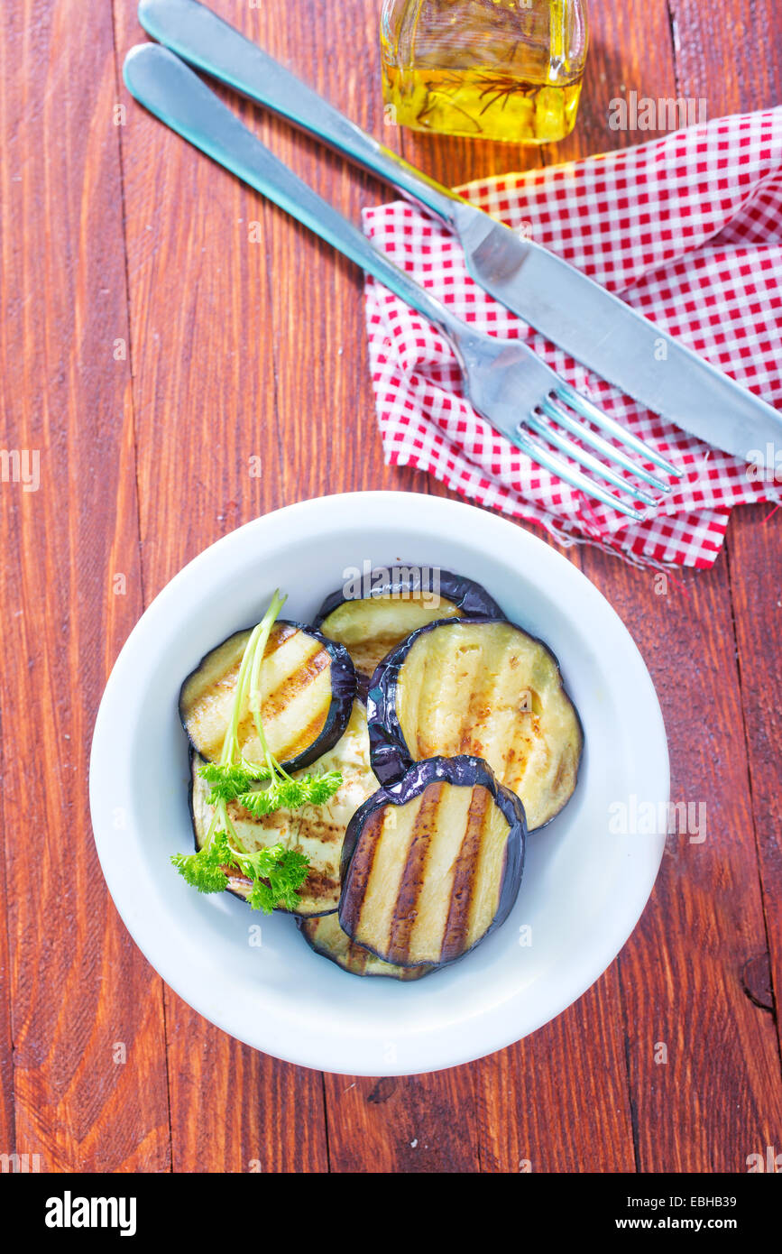 Dish eggplant grilled seasoned with olive oil hires stock photography