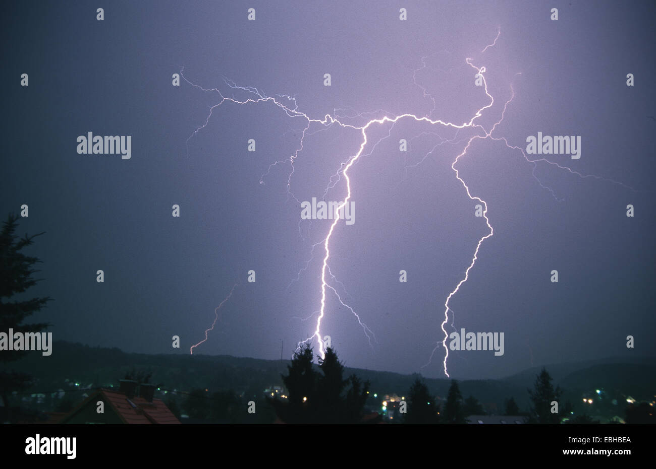 lightning, flash, thunderstorm. Stock Photo