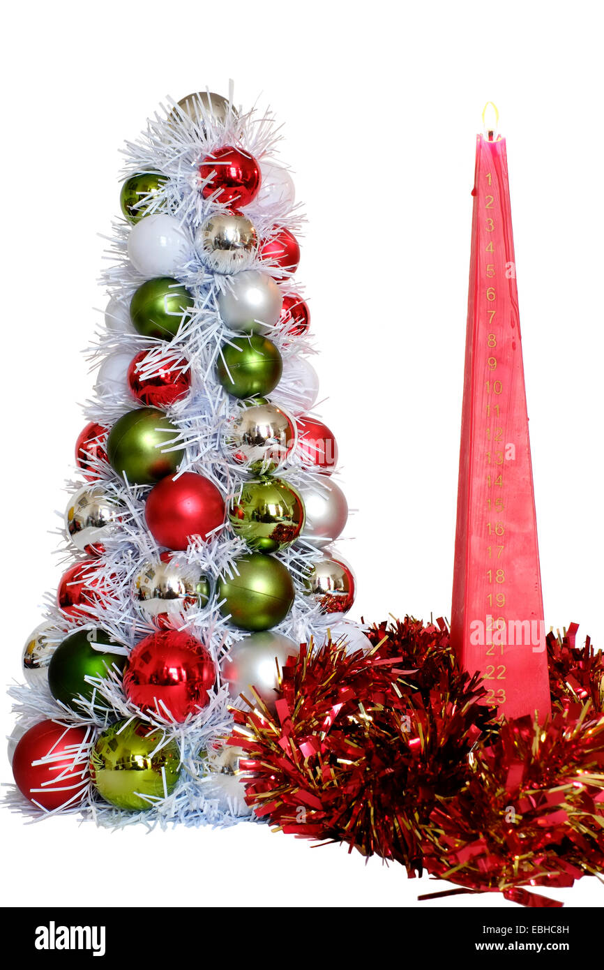 seasonal advent candle for the countdown to christmas Stock Photo Alamy