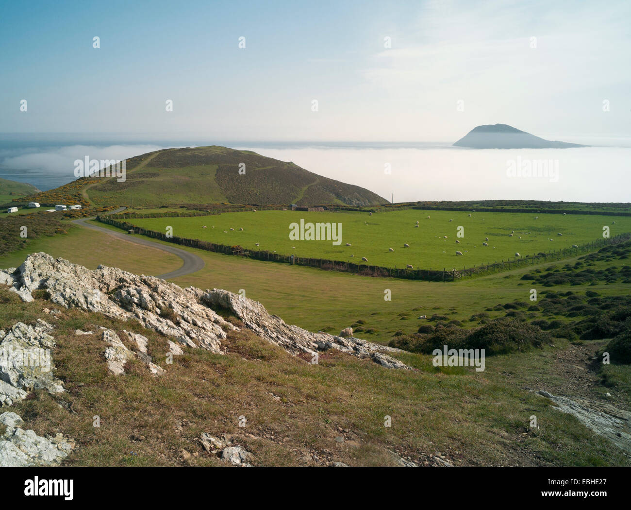 Bardsey Island from Lleyn Peninsula, North Wales Stock Photo