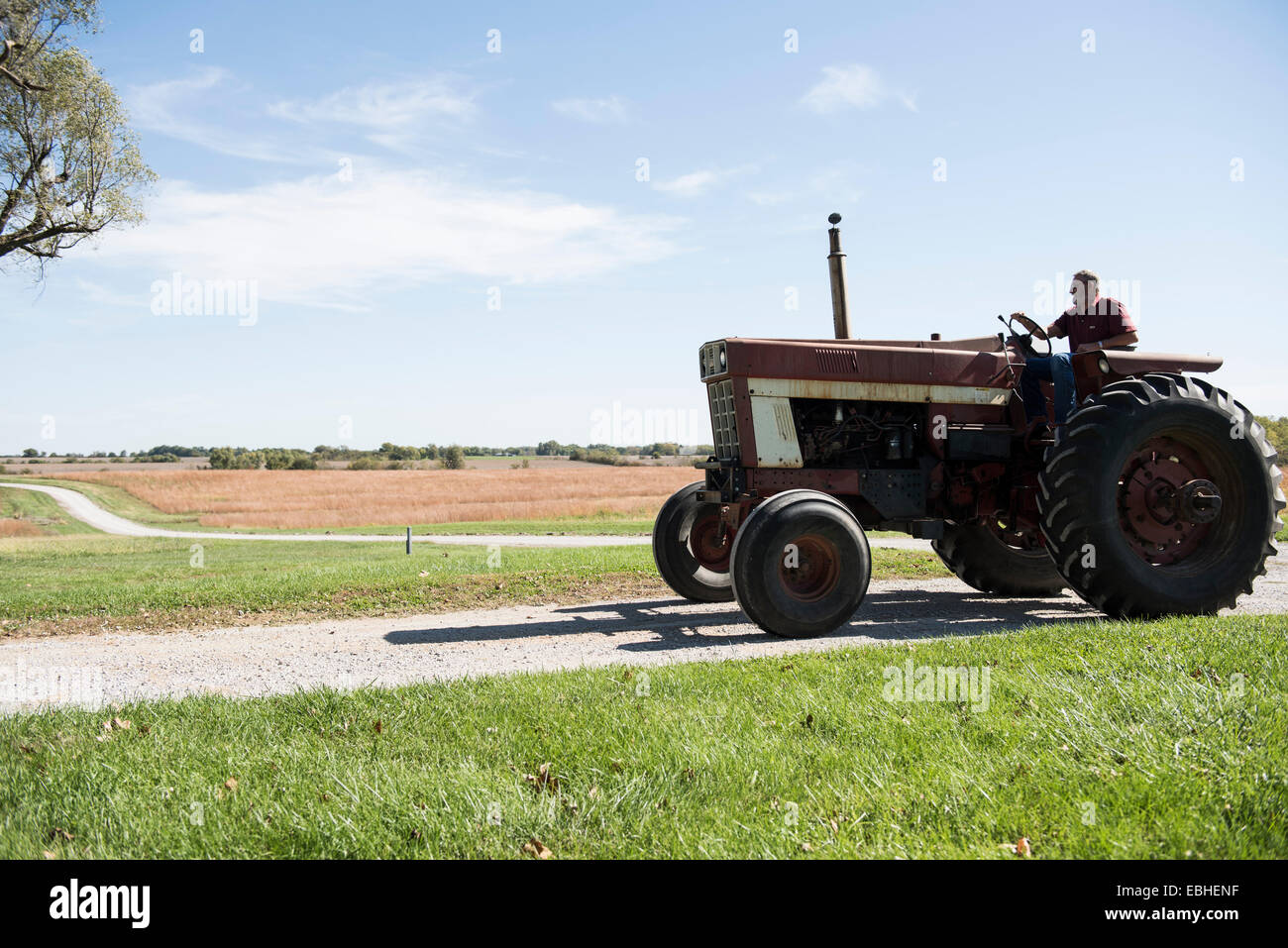 Man driving an old tractor hires stock photography and images Alamy