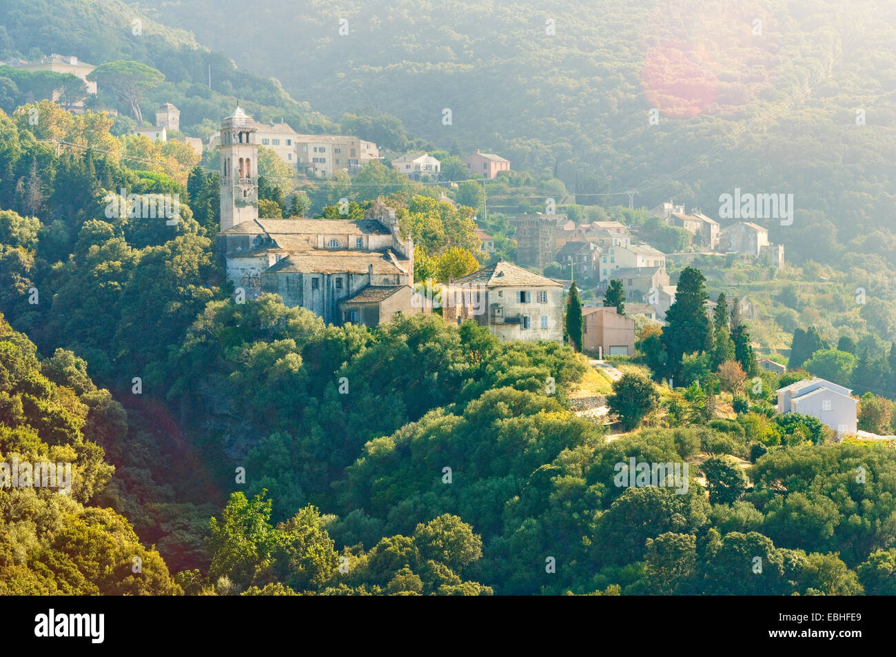 View of hilltown, Corsica, France Stock Photo