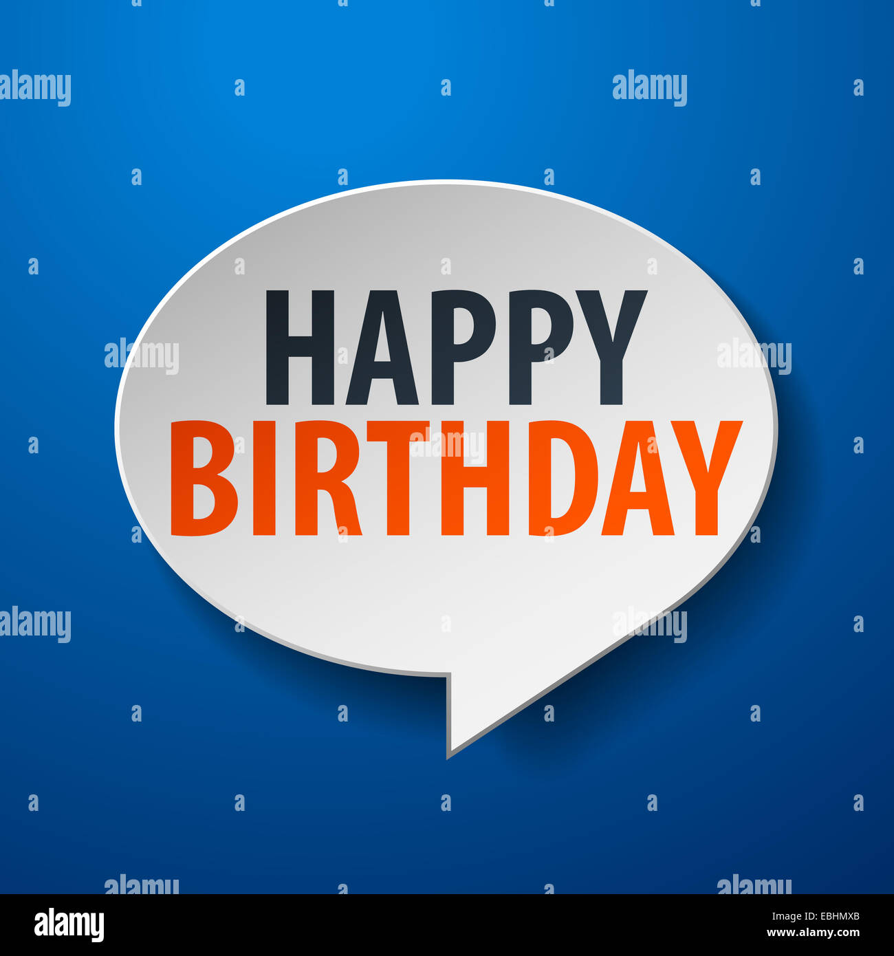 Happy Birthday 3d Speech Bubble On Blue Background Stock Photo Alamy