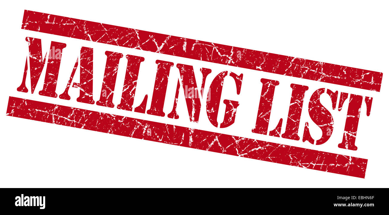 Mailing list red square grunge textured stamp isolated on white Stock