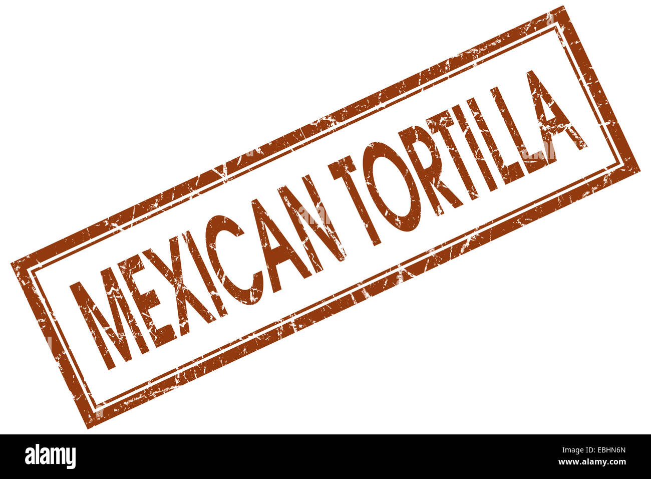 Mexican tortilla brown square grungy stamp isolated on white background