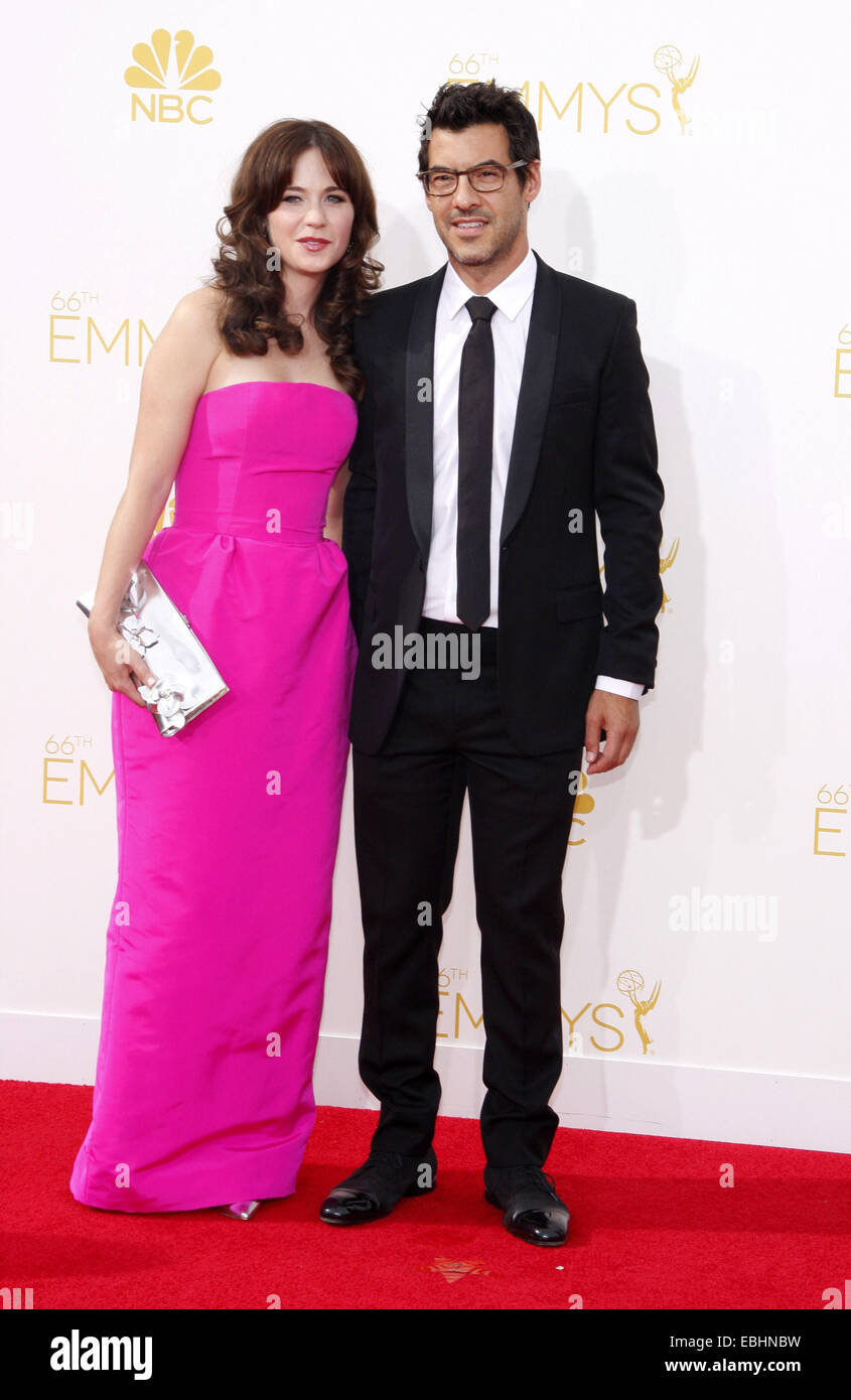 Los Angeles, CA, USA. Zooey Deschanel and Jacob Pechenik at 66th Annual
