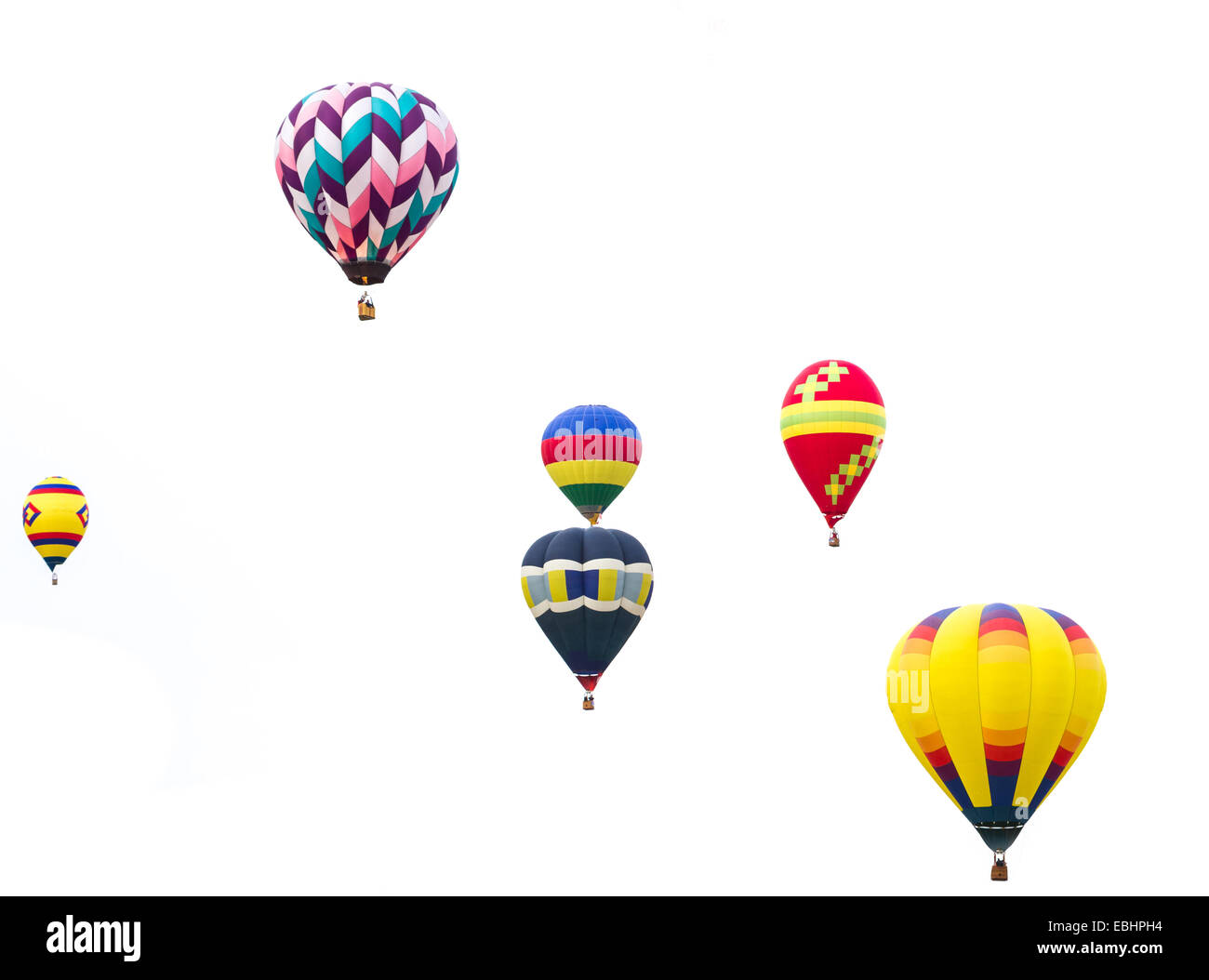 close up of multiple hot air balloons in mid air in Albuquerque New Mexico Stock Photo