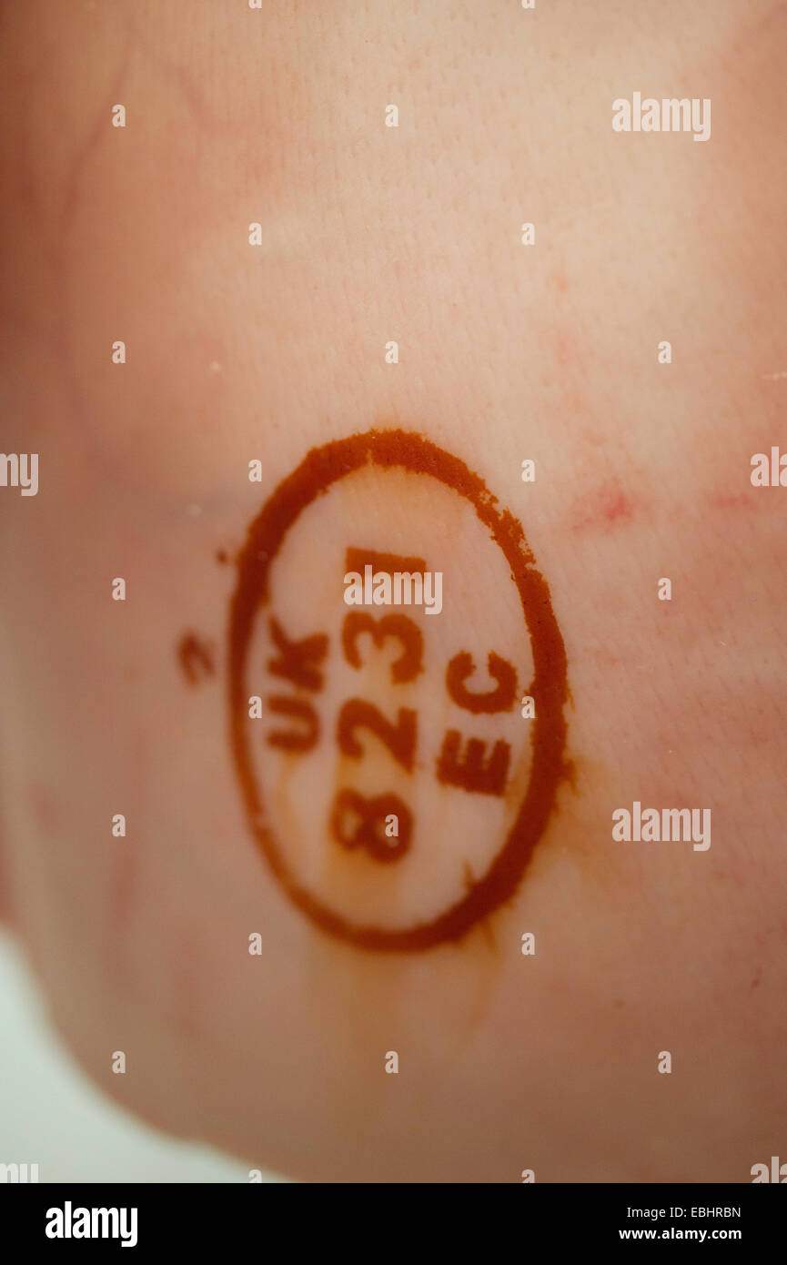 Meat stamp on carcass Stock Photo - Alamy