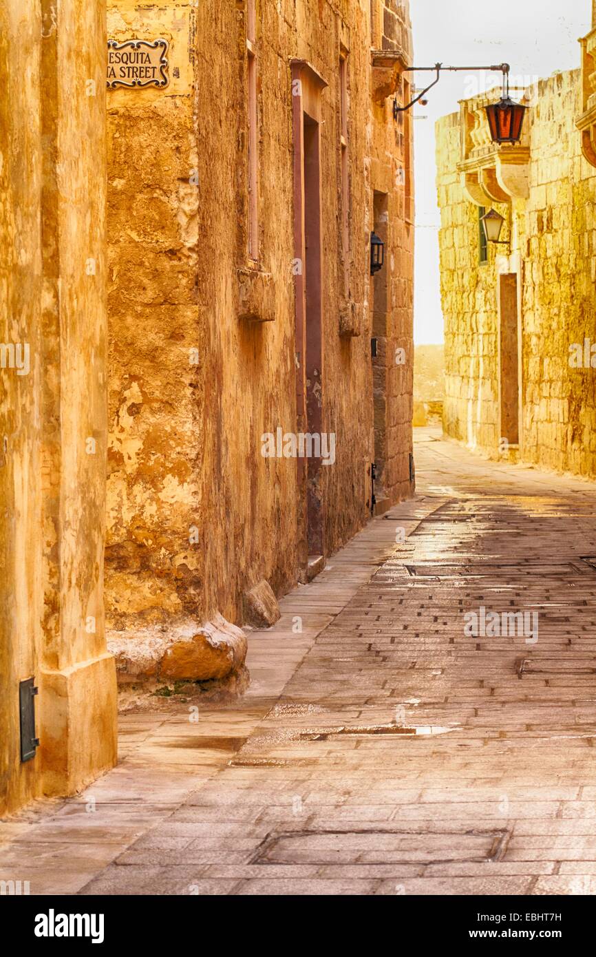 Mdina is the old capital of Malta, it's a medieval walled town situated on a hill in the centre of the island. Stock Photo