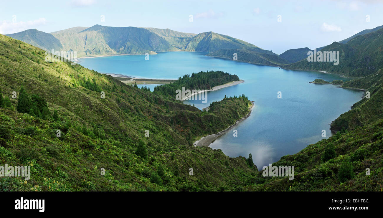 Lagoa do Fogo - the Fire Lake. An old crater lake on The Azorean island ...
