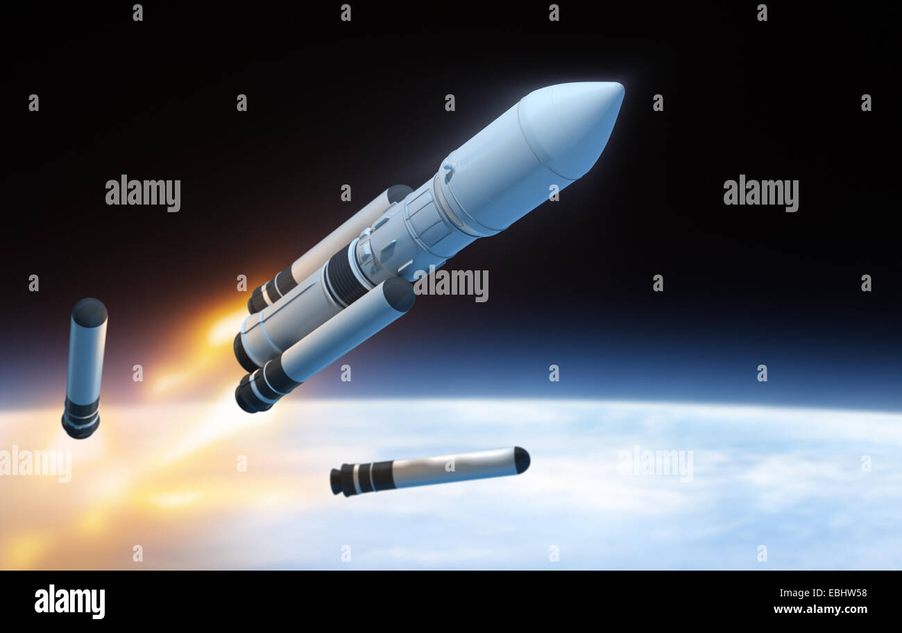 Rocket with fire in the Space Stock Photo Alamy