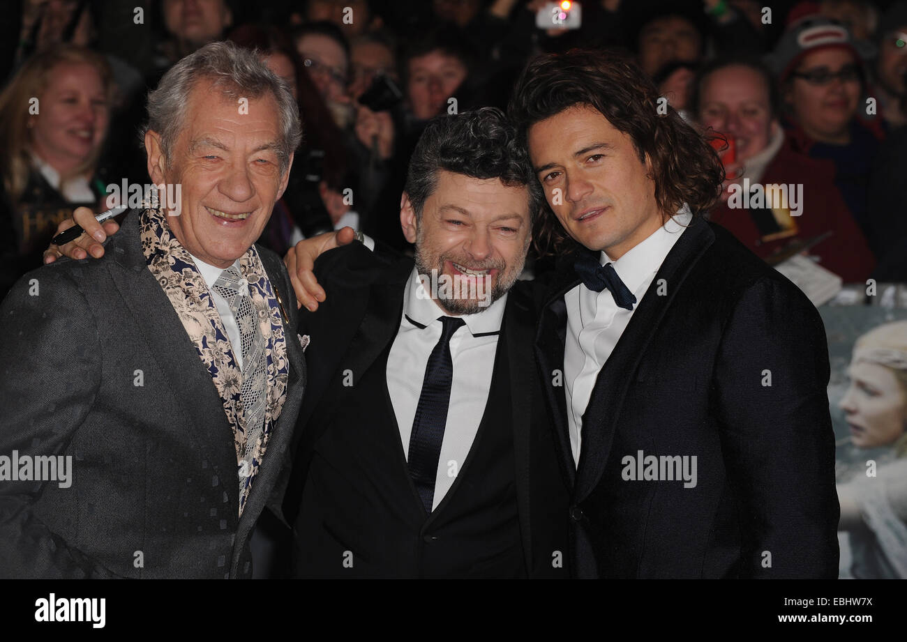 London, UK. 1st Dec, 2014. Ian McKellen, Andy Serkis and Orlando Bloom attend the UK premiere of 'Hobbit' at Empire Leciester Square. Credit:  Ferdaus Shamim/ZUMA Wire/Alamy Live News Stock Photo