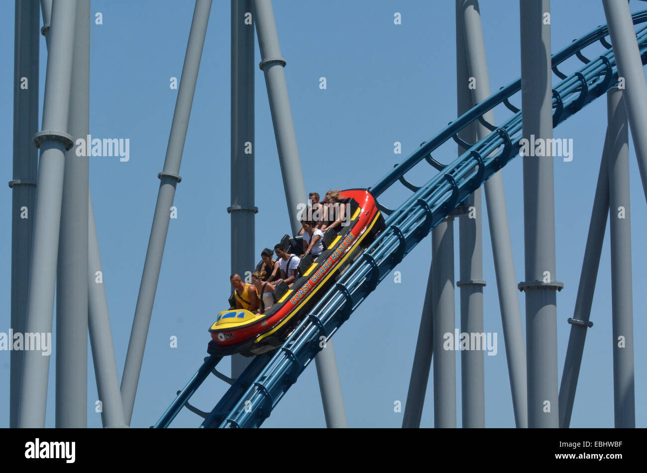 GOLD COAST, AUS NOV 06 2014Visitors ride on Storm Coaster in Sea