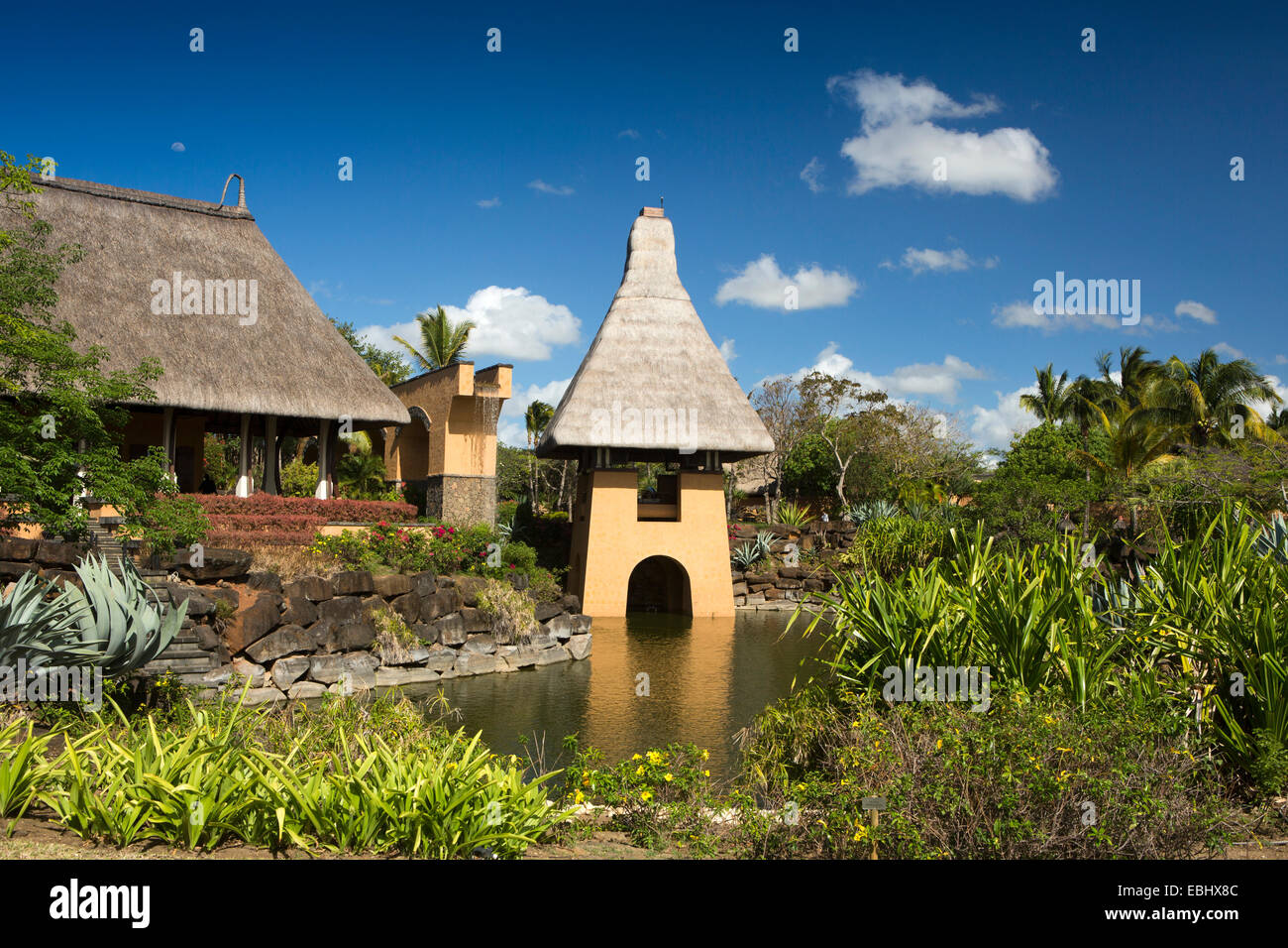 Mauritius, Pointe aux Piments, Turtle Bay, Oberoi Resort garden Stock Photo