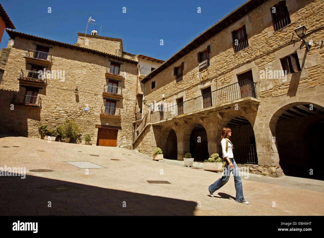 Market square. Caseda. Navarre. Spain Stock Photo - Alamy