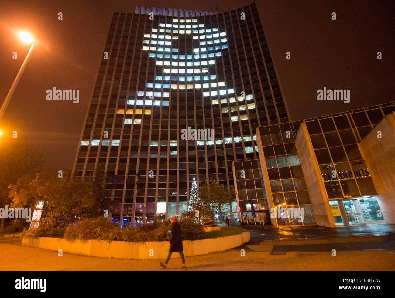 Zagreb, Croatia. 1st Dec, 2014. Zagrepcanka office building is