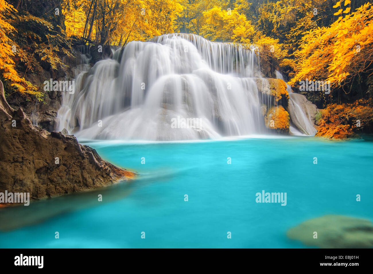 Deep forest Waterfall in Kanchanaburi Stock Photo - Alamy