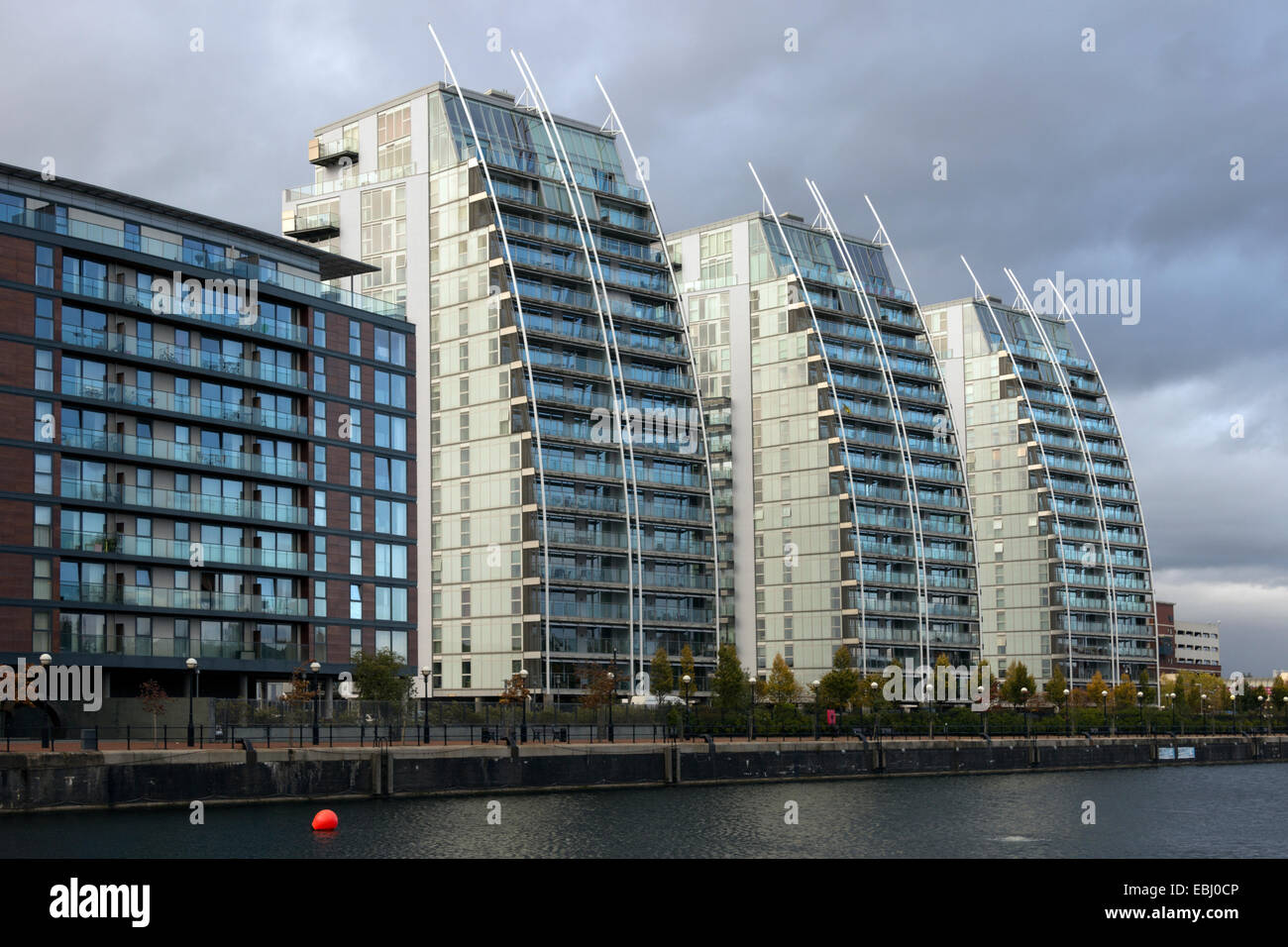 Modern apartments, Salford Quays, Manchester, UK Stock Photo