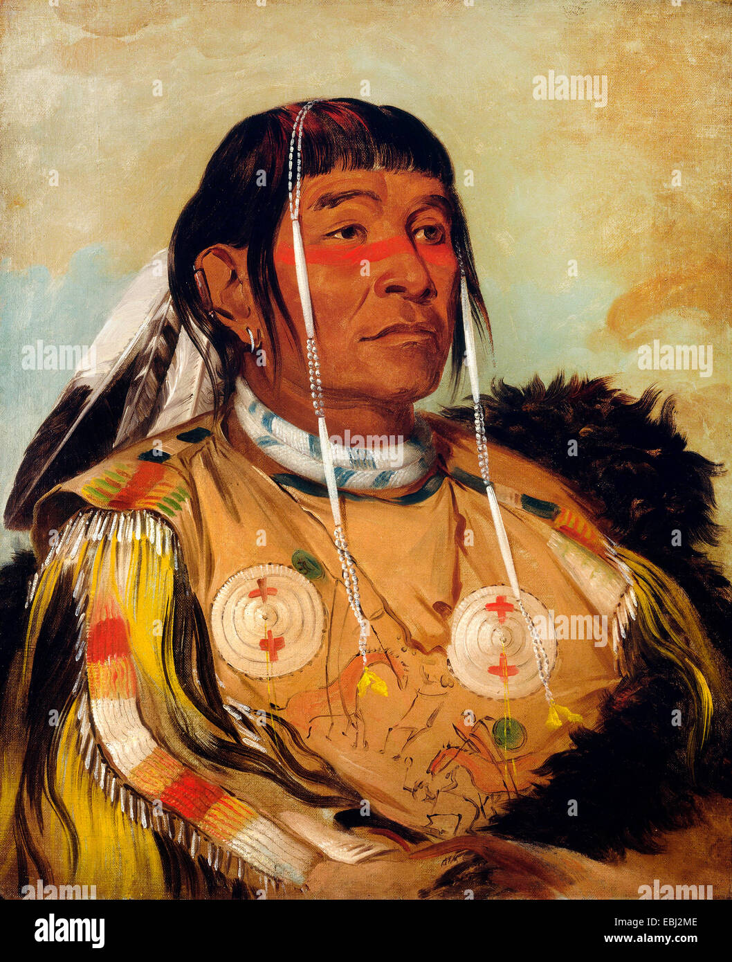 George Catlin, Sha-co-pay, The Six, Chief of the Plains Ojibwa 1832 Oil on canvas. Smithsonian American Art Museum, Washington Stock Photo