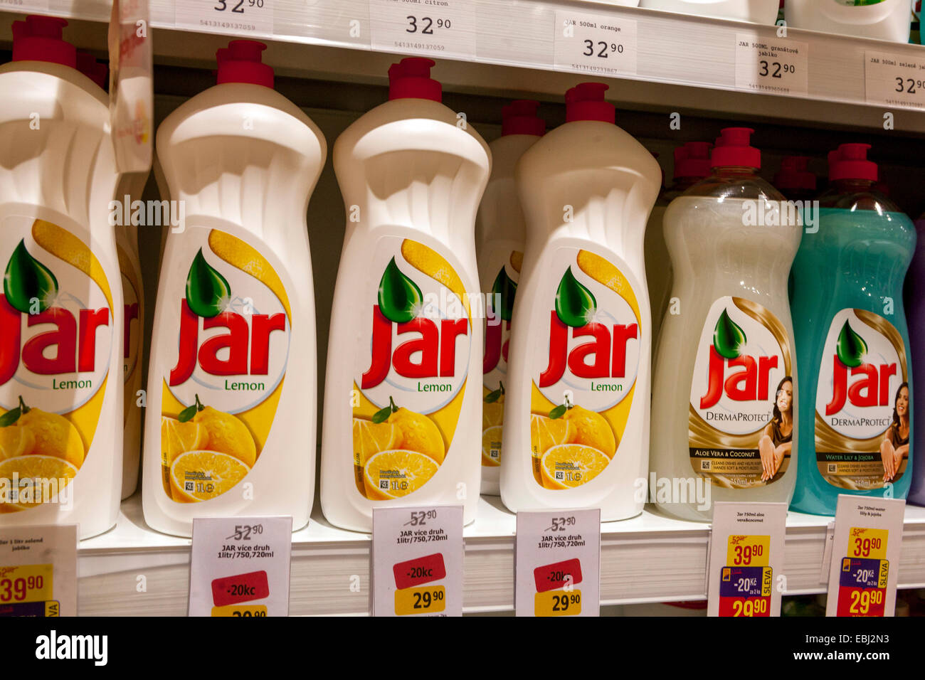 JAR washing powder shelf in a supermarket dishwasher detergent Czech Republic Stock Photo Alamy