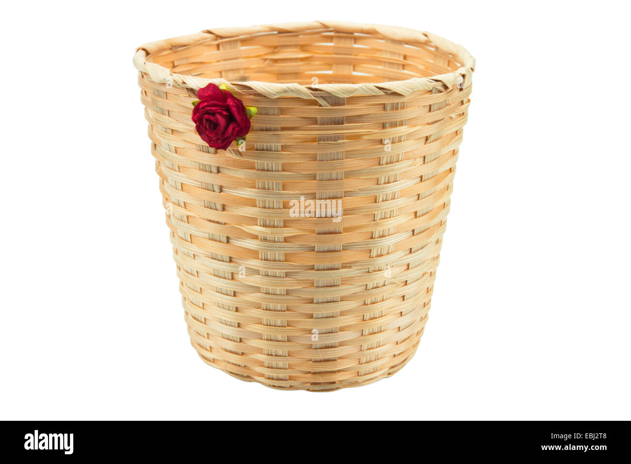Bamboo basket isolated on white background Stock Photo
