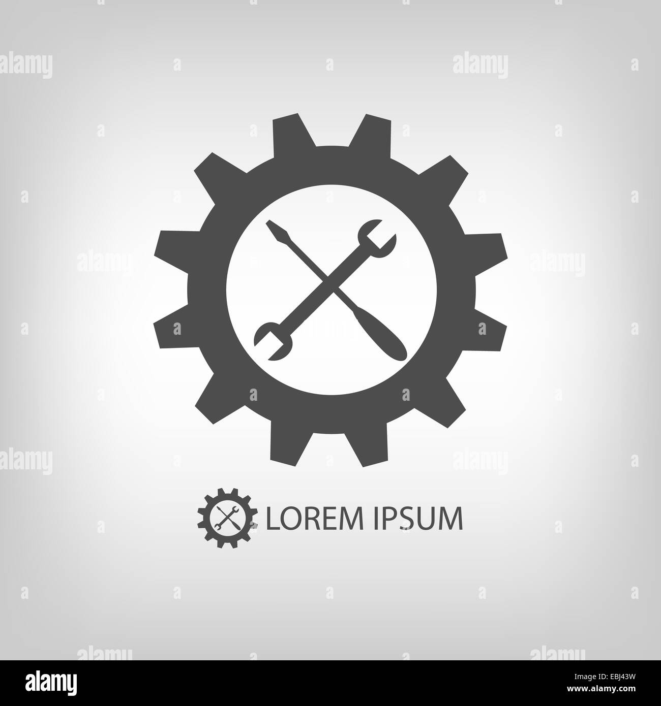 Gear wheel and tools as logo Stock Photo