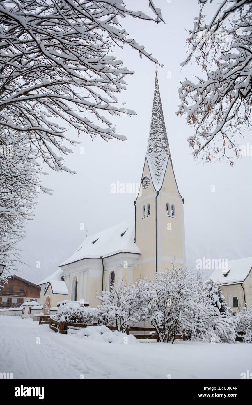 Wintry streets of Bayrischzell in Bavarian Alps, Germany Stock Photo