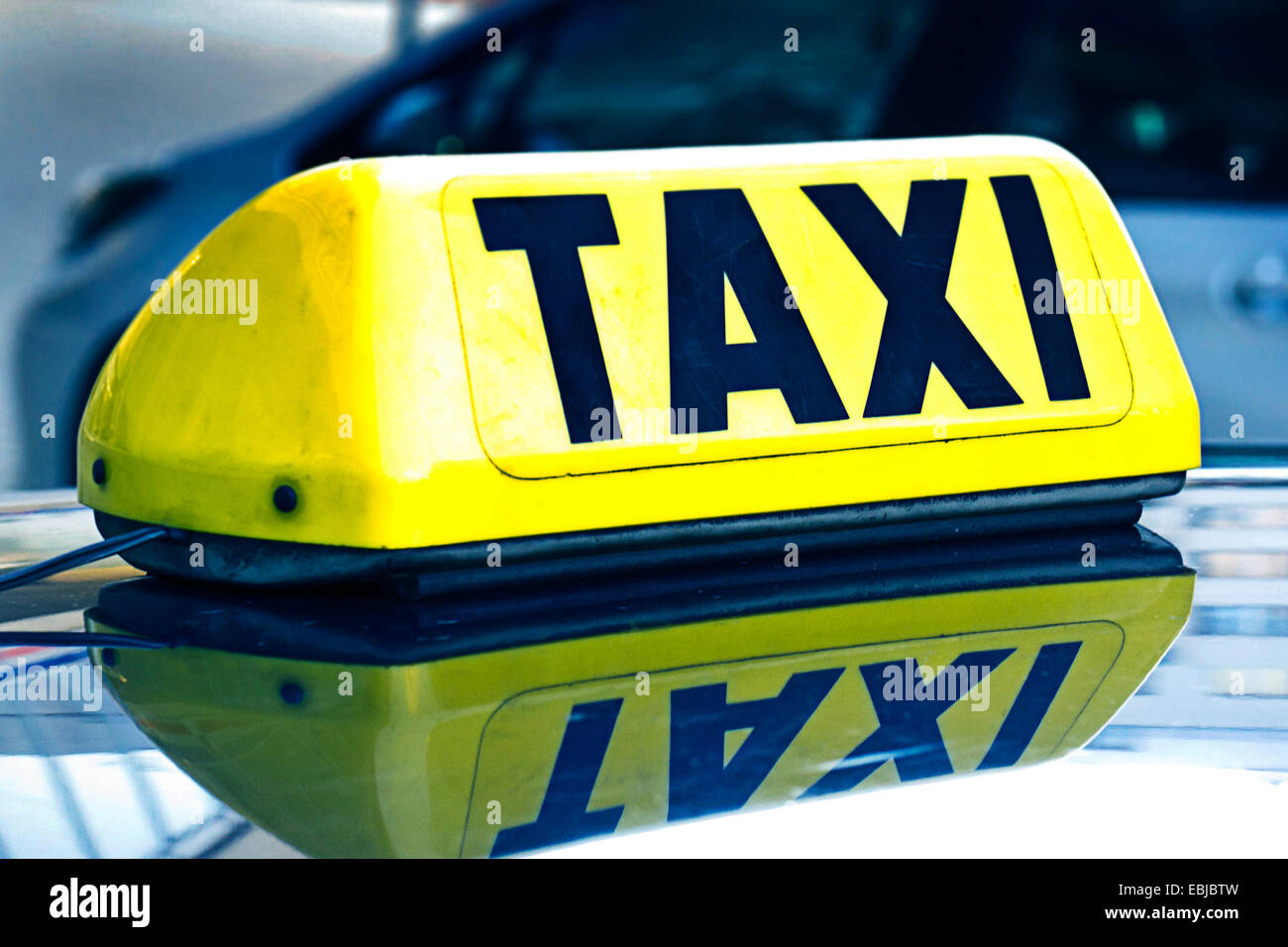 yellow taxi cab sign Stock Photo
